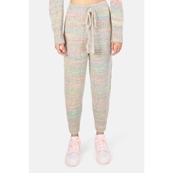 LoveShackFancy Olvera Autumn Rainbow Knit Wool Blend Jogger Lounge Pants XS NWT - Picture 1 of 7